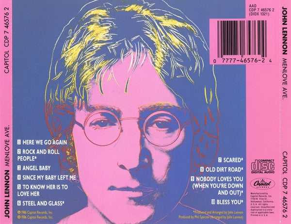 John Lennon - Menlove Ave (1986 US CD) NM