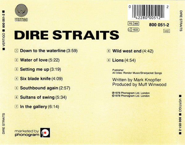 Dire Straits - Dire Straits (1996 CD) VG+