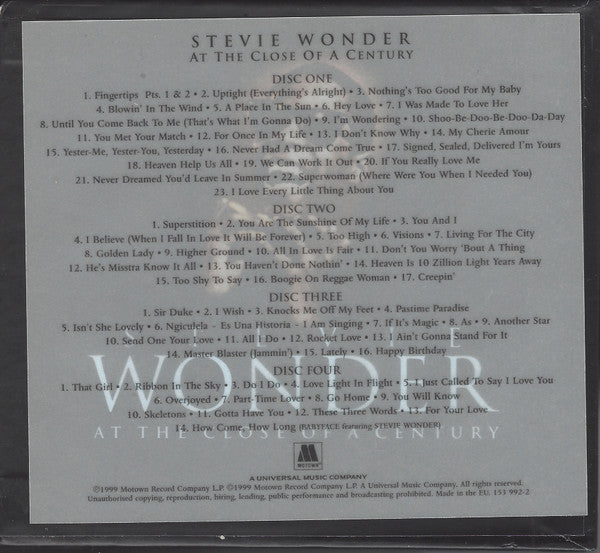 Stevie Wonder - At the Close of a Century (1999 CD x 4 Box Set) NM