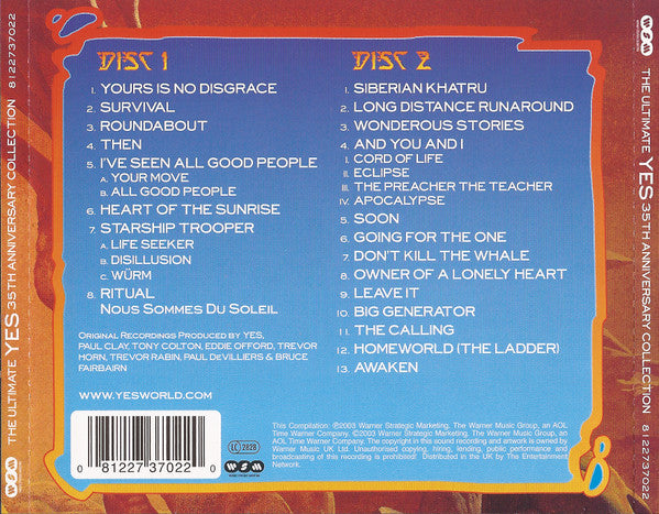 Yes - Ultimate Yes ~ 35th Anniversary Collection (2003 DCD) Mint