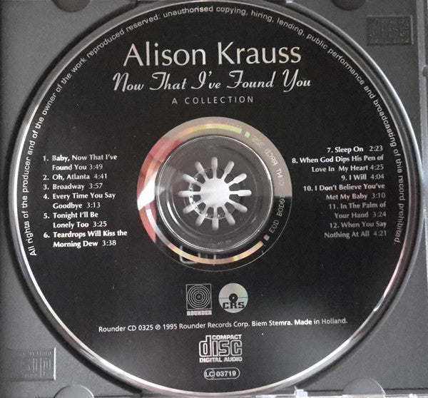 Alison krauss - Now That I've Found You~A collection (1995 CD) NM