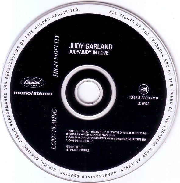 Judy Garland - Judy / Judy in Love (2001 2 on 1 CD) Mint