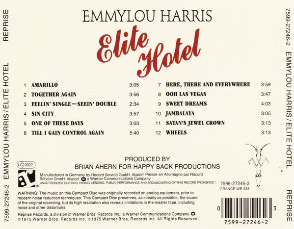 Emmylou Harris - Elite Hotel (1988 CD) VG+