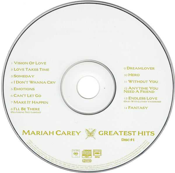 Mariah Carey - Greatest Hits (2001 DCD) VG+