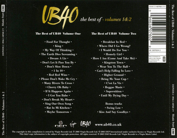 UB40 - The Best Of ~ Volumes 1 & 2 (2005 Double CD) NM