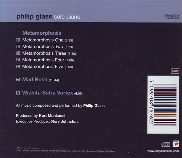 Philip Glass - Solo Piano (2003 CD) Mint