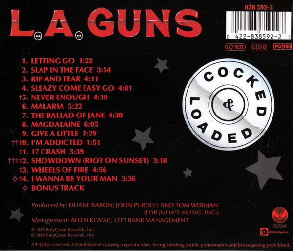 L.A Guns - Cocked & Loaded (1989 CD) VG+