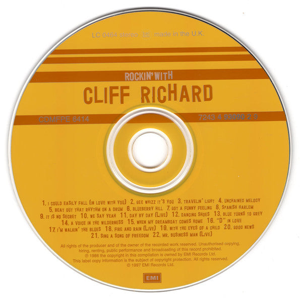 Cliff Richard - Rockin' With Cliff (1997 CD) Mint