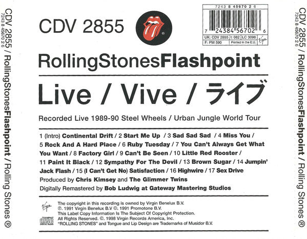 Rolling Stones - Flashpoint (1998 CD) NM