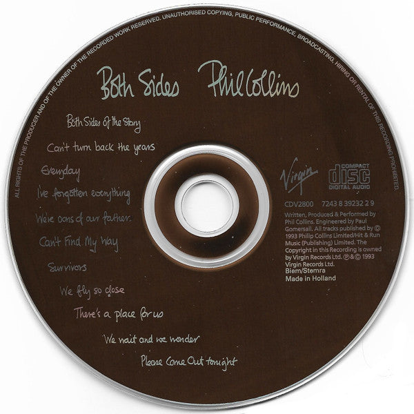 Phil Collins - Both Sides (1993 CD) Mint