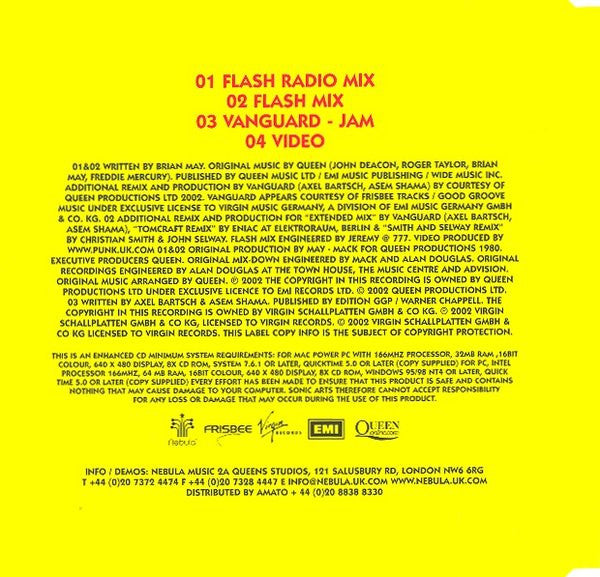 Queen + Vanguard - Flash (2003 UK CD Single) NM