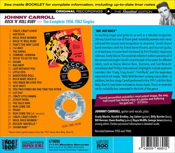 Johnny Carroll - Rock'n'Roll Ruby ~ Complete '56-'62 Singles (CD) Mint