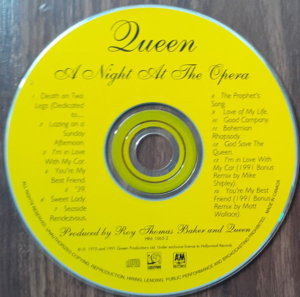 Queen - A Night At The Opera (1991Canada Hollywood CD + Bonus) VG+