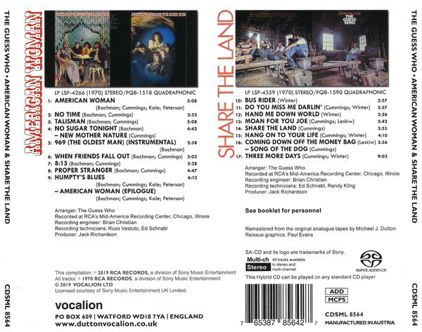 The Guess Who - American Woman / Share the Land (SACD 2019) Sealed