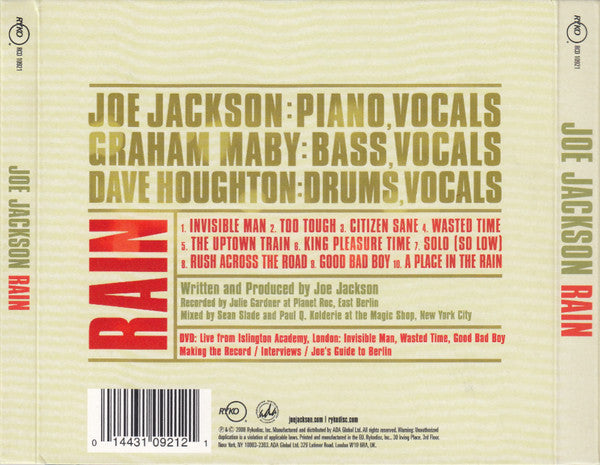 Joe Jackson - Rain (2008 CD + DVD Set) VG+