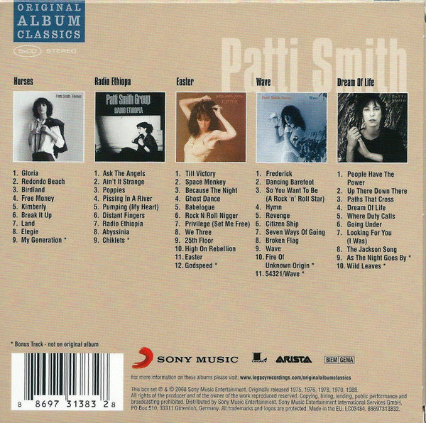 Patti Smith CD まとめ Patti Smith - Original Album Classics (5 CD Box Set) VG+ – Music