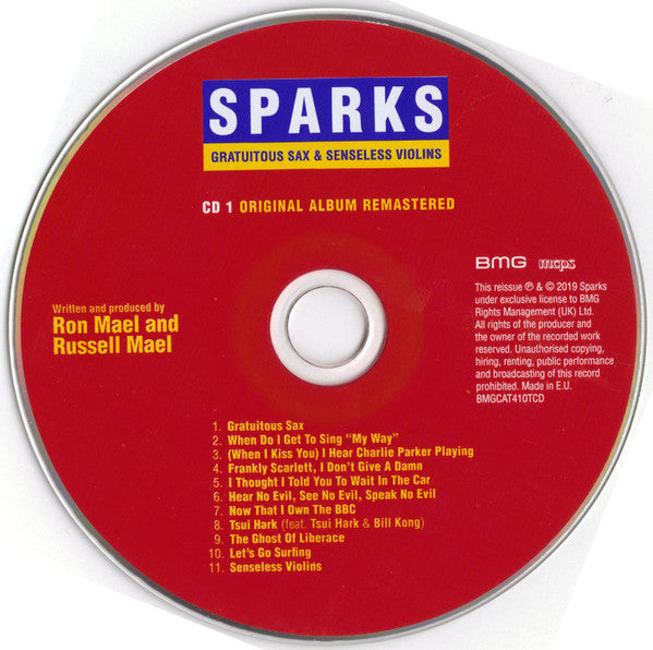 Sparks - Gratuitous Sax & Senseless Violins (2019 Triple CD Set) NM