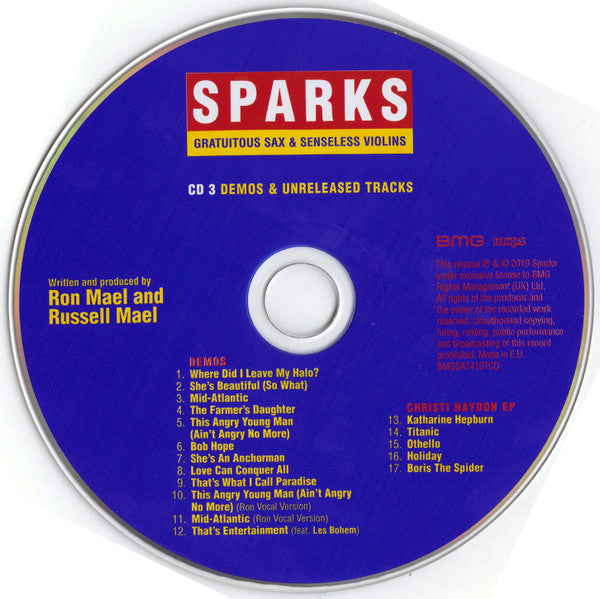 Sparks - Gratuitous Sax & Senseless Violins (2019 Triple CD Set) NM