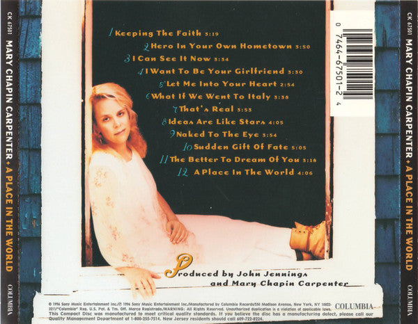 Mary Chapin Carpenter - A Place in the World (1996 US CD) Mint