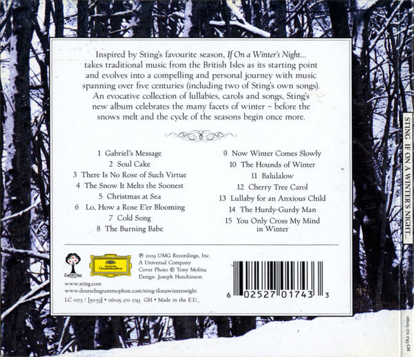 Sting - On a Winter's Night... (2009 CD) VG+