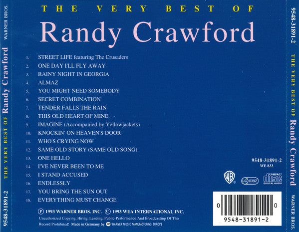Randy Crawford - The Very Best of (1993 CD) Mint