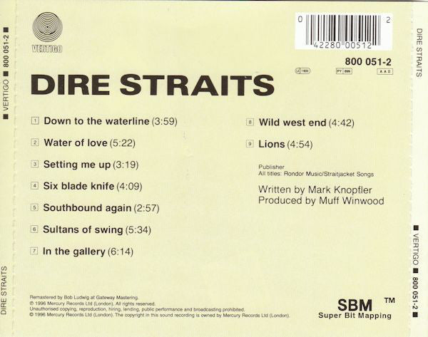 Dire Straits - Dire Straits (1996 SBM Remasters CD) NM