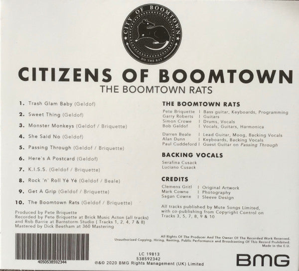 Boomtown Rats - Citizens of Boomtown (2020 CD) VG+