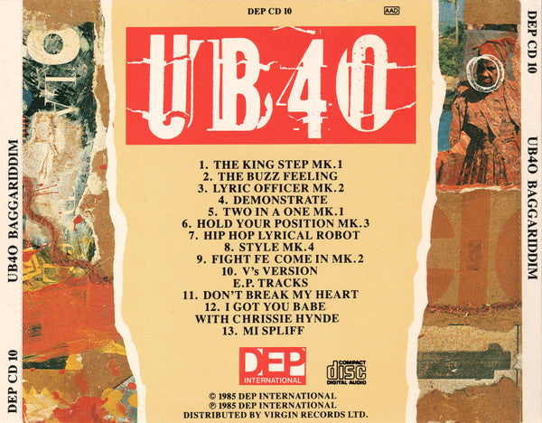 UB40 - Baggariddim (Early UK 1985 Non coded CD) VG+