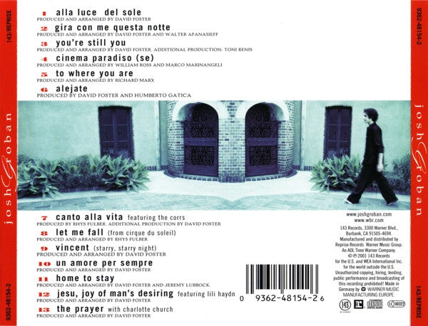 Josh Groban - Self Titled (2001 CD) VG+