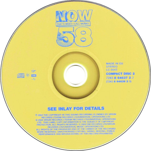 Various - Now Thats What I Call Music 58  (2004 DCD) NM