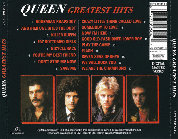 Queen - Greatest Hits (1994 Digital Master Series CD Album) NM