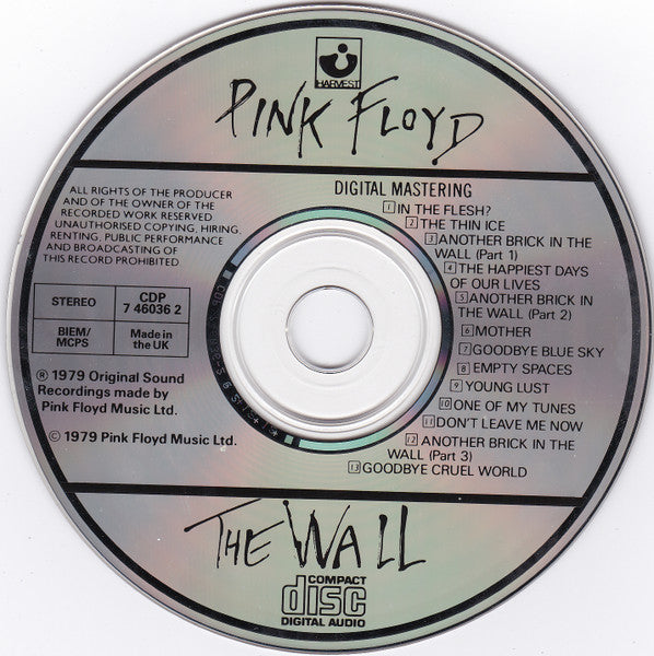 Pink Floyd - The Wall (1987 UK 'Fatboy' DCD) VG+