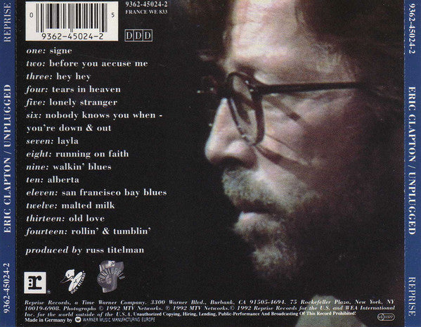 Eric Clapton - Unplugged (1992 CD) NM