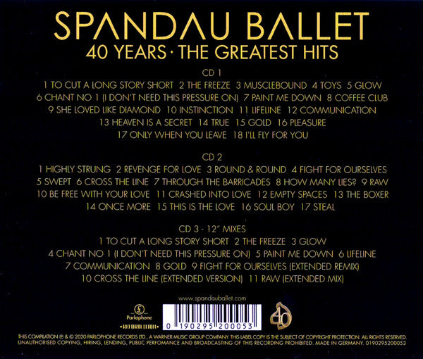 Spandau Ballet - 40 Years ~ The Greatest Hits (2020 3CD Set) NM