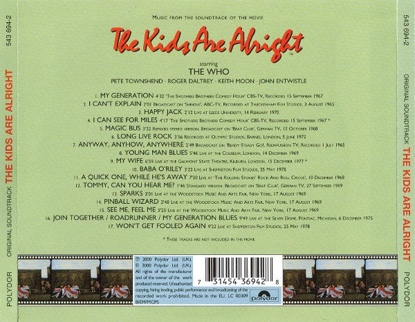 Who - The Kids are Alright (2000 O.S.T CD) NM