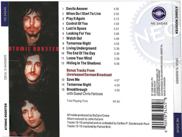 Atomic Rooster - Devil's Answer (Rare 2000 Sweden CD) NM