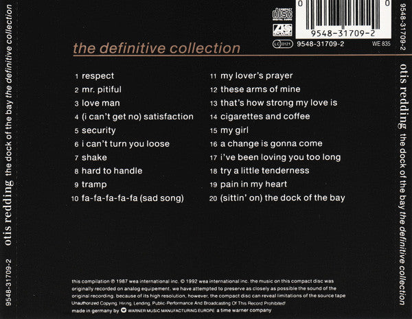 Otis Redding - The Definitive Collection (1992 CD) Mint