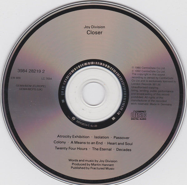 Joy Division - Closer (1999 CD) Mint