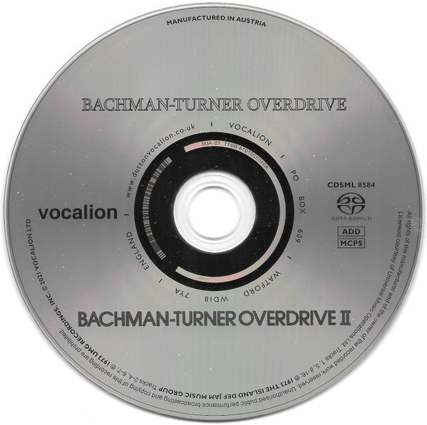 Bachman-Turner Overdrive SACD - Self Titled / II (2 Albums on 1 CD) Sealed