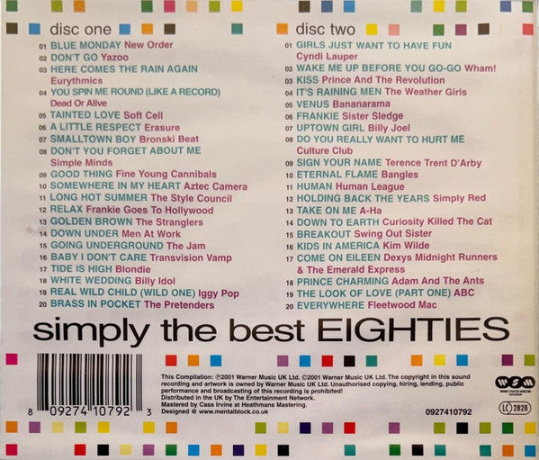 Various - 80's Simply the Best Eighties (2001 DCD) VG+