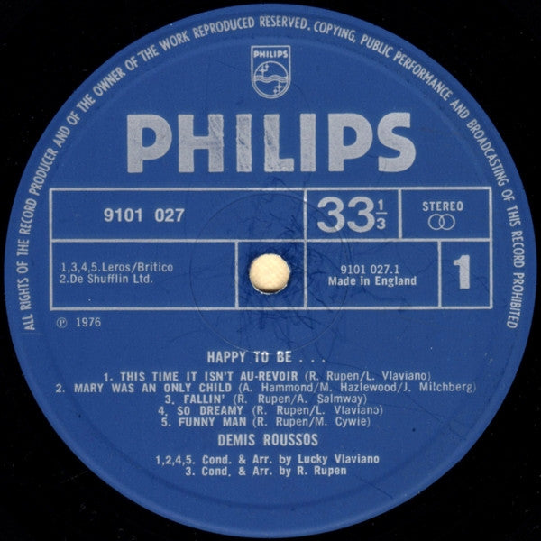 Demis Roussos - Happy to be... (Cheap Vinyl LP) EX/EX