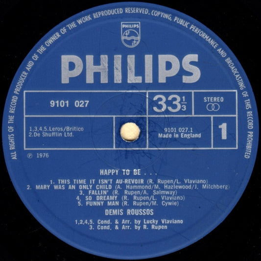 Demis Roussos - Happy to be... (Cheap Vinyl LP) EX/EX