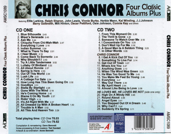 Chris Connor - Four Classic Albums Plus (2013 DCD) NM