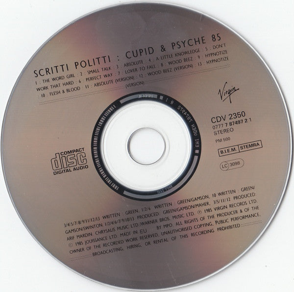 Scritti Politti - Cupid & Psyche 85 (1986 CD) NM