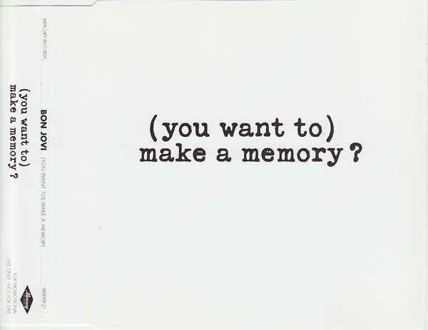 Bon Jovi - (You Want to) Make a Memory? (2007 Promo CD Single) Mint