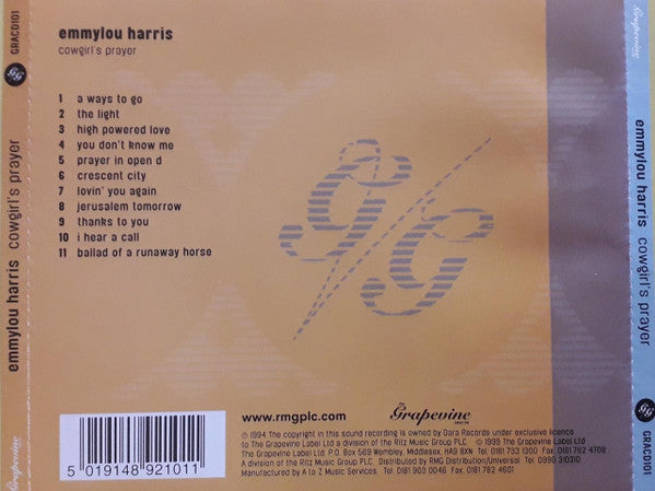 Emmylou Harris - Cowgirl's Prayer (1994 Nimbus CD) NM