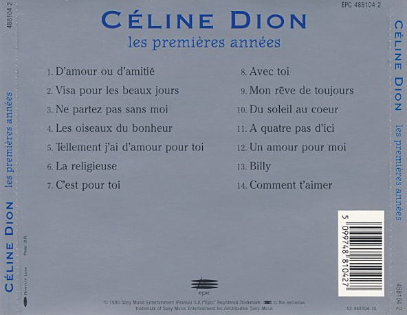 Celine Dion - Les Premieres Annees (1993 French CD) VG+