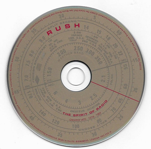 Rush - Spirit of Radio~Greatest Hits 1974-1987 (2003 Remastered CD) Mint