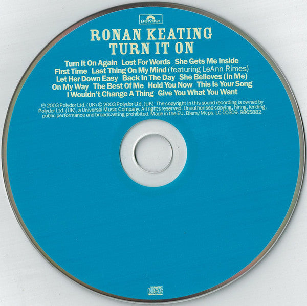 Ronan Keating - Turn it on (2003 Special Edition UK CD) Mint