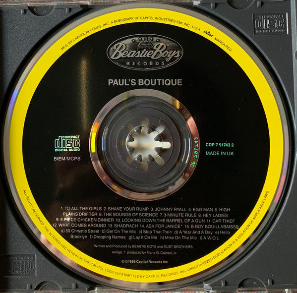 Beastie Boys - Paul's Boutique (1989 EMI Swindon CD) Mint